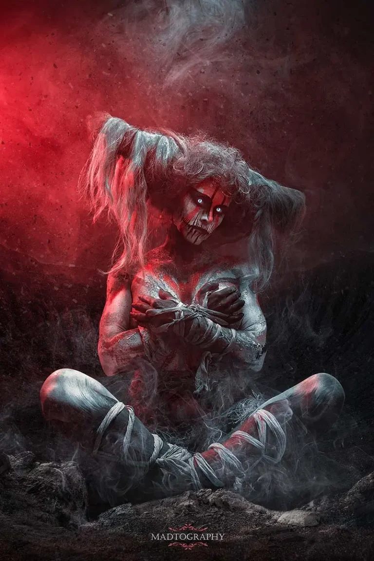 white female sexy demon lava bodypainting photo madtography